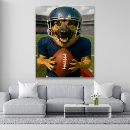 Custom Photo Footaball Dog Canvas Gift For Dog Lovers