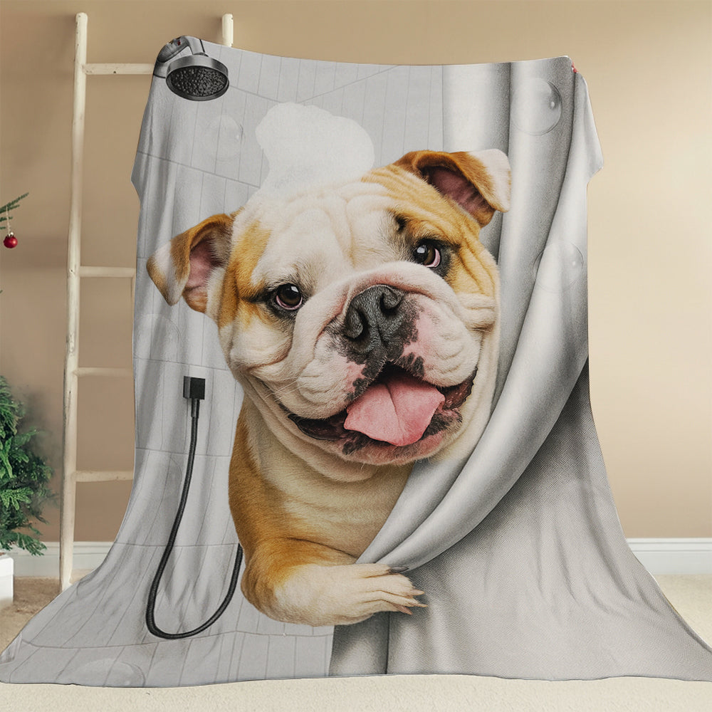 Custom Dog Photo Dog In Bathroom BlanketGift For Dog Lovers