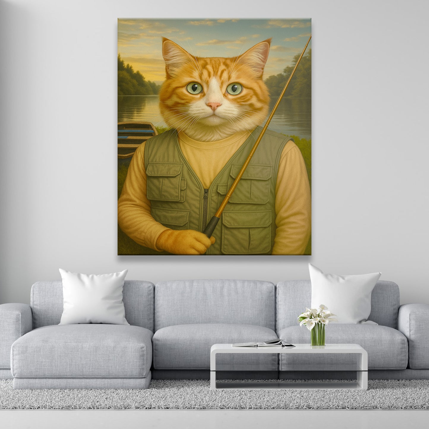 Custom Photo Fisherman Cat Canvas