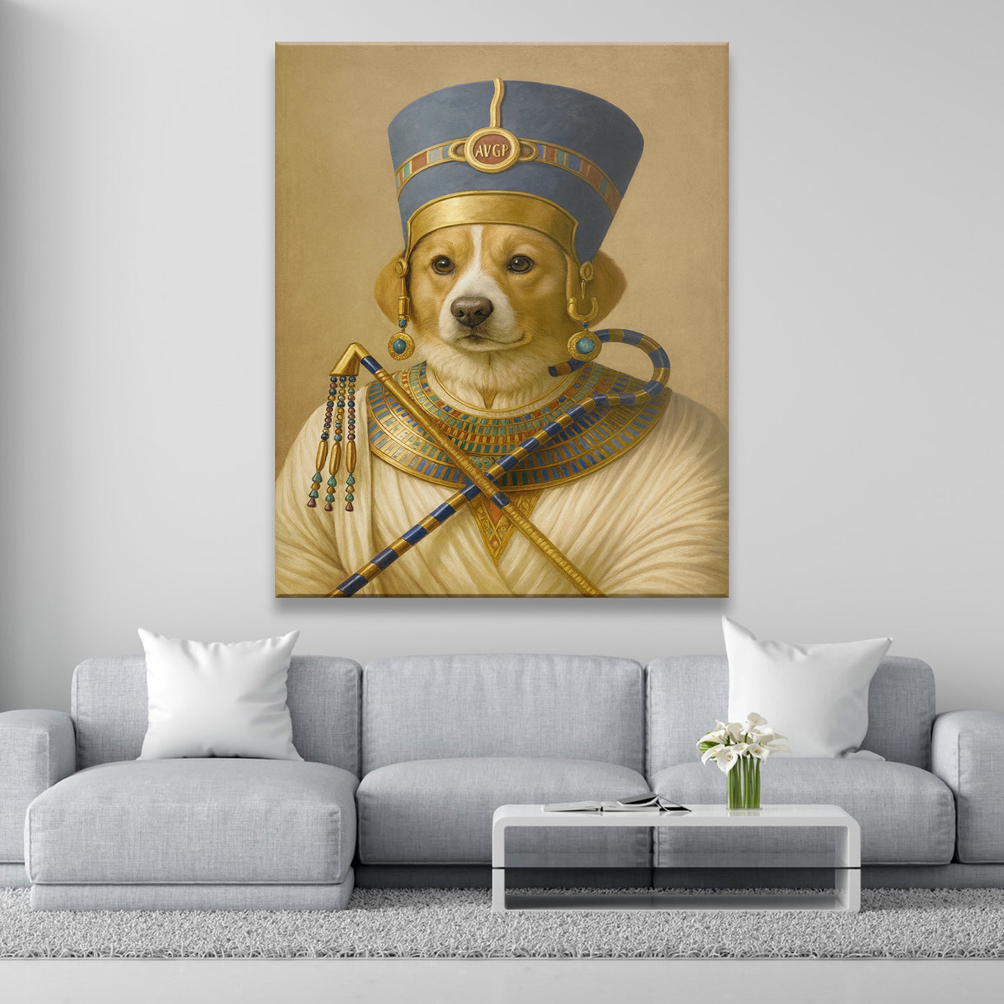 Custom Photo Egyptian Queen Dog Canvas Gift For Dog Lover