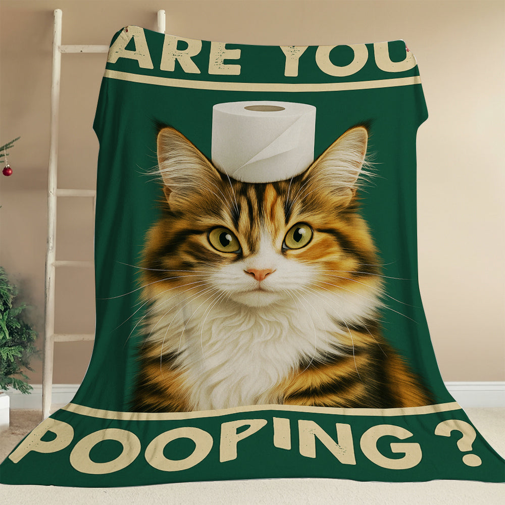 Custom Photo Funny Cat In Bathroom Blanket