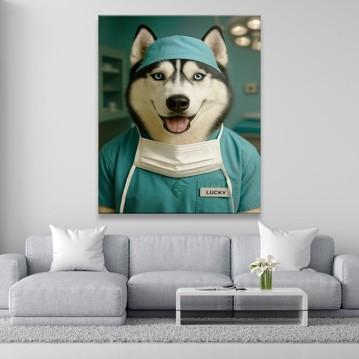 Custom Photo Surgeon Dog Canvas Gift For Dog Lovers