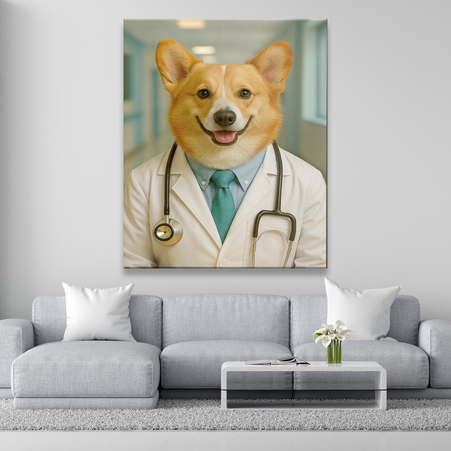 Custom Photo Doctor Dog Canvas Gift For Dog Lovers