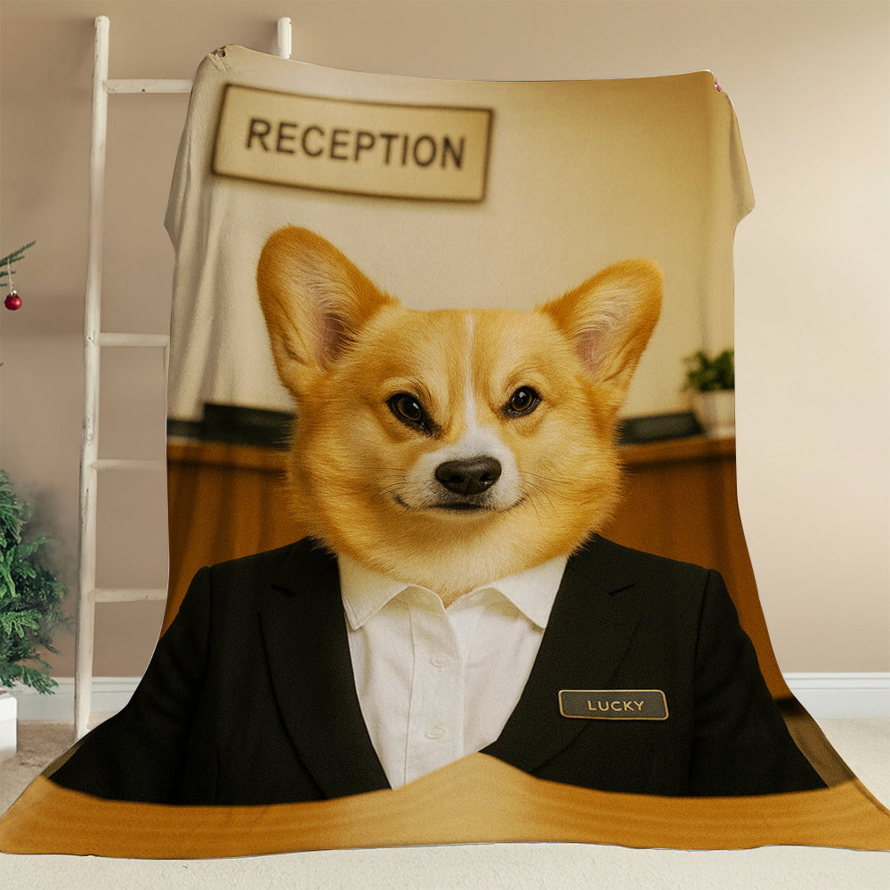 Custom Photo Receptionist Dog BlanketGift For Dog Lovers