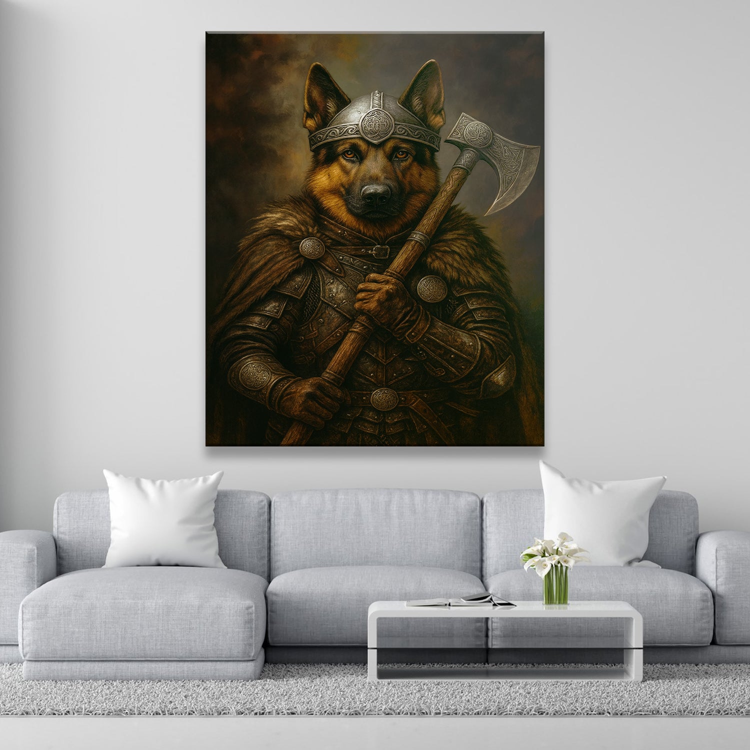 Custom Dog Photo Viking Warrior Canvas _ Gift For Dog