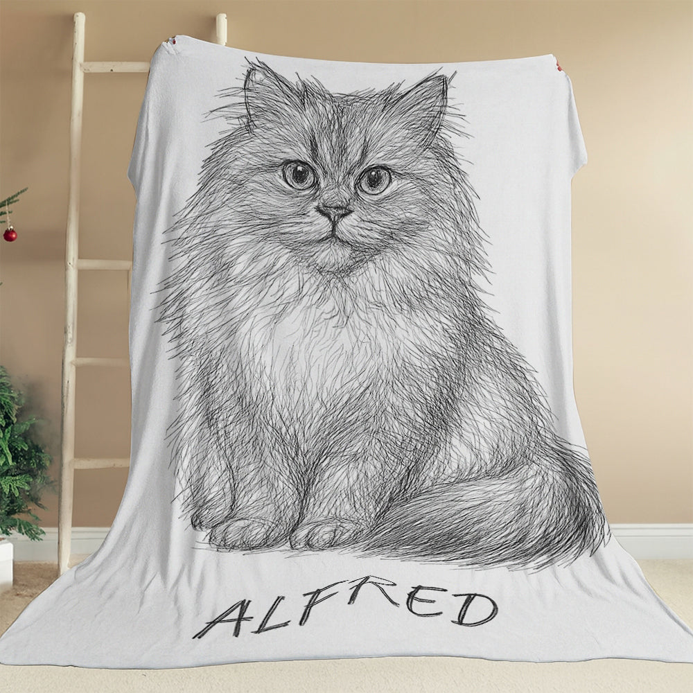 Custom Photo Cat Pencil Art