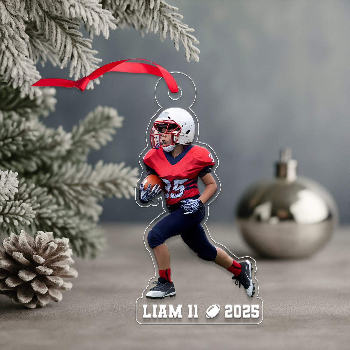 Custom Name Football Player With Name Acrylic Ornament Christmas Gift
