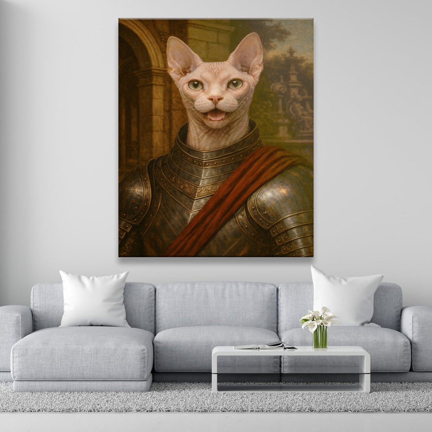 Custom Photo Cat Knight Canvas Gift For Cat Lovers