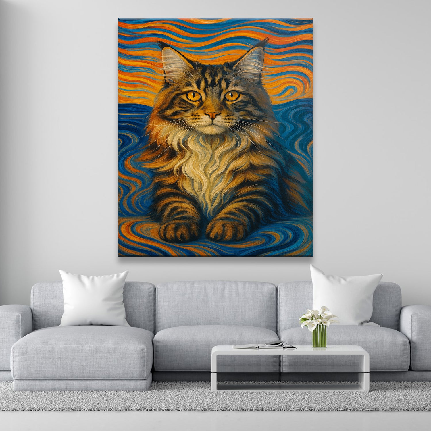 Custom Cat Portrait Expressionist Art
