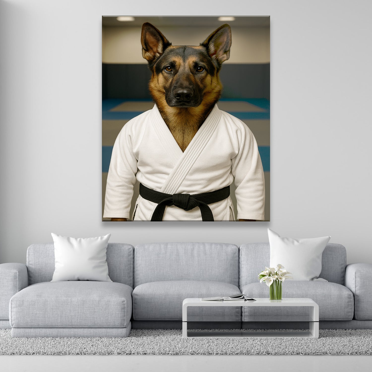 Custom Photo Jiu Jitsu Dog Canvas Gift For Dog Lovers