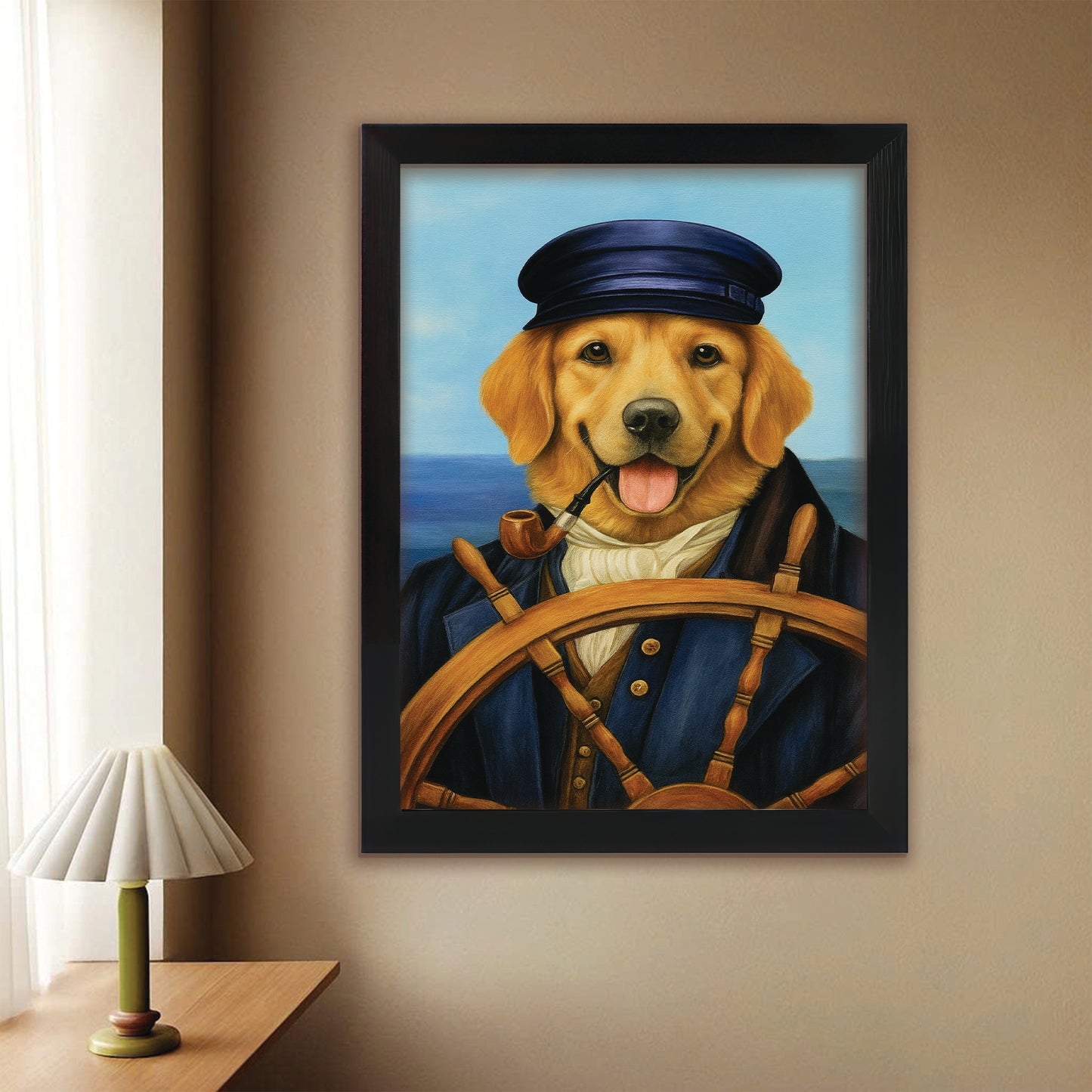 Custom Photo Sailor Dog Canvas Framed Wall Art Gift For Dog Lovers