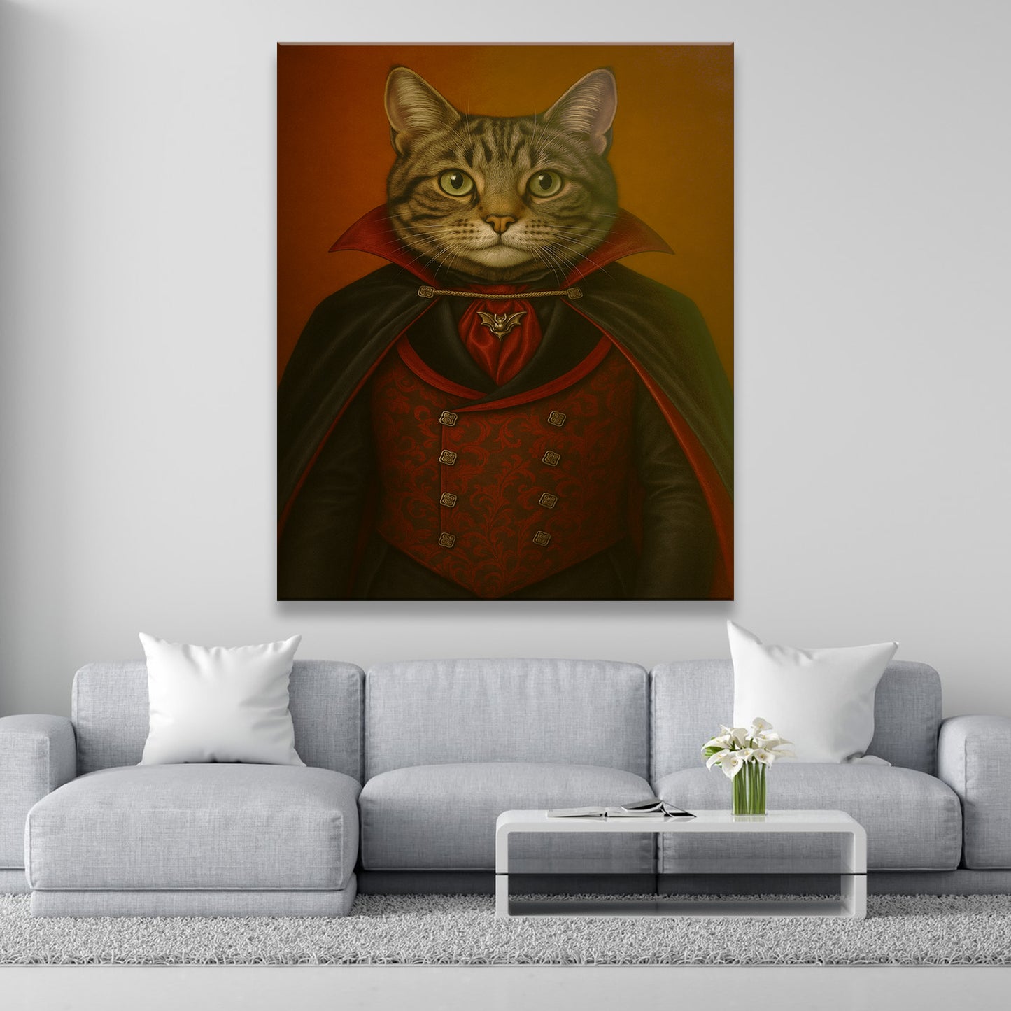 Custom Photo Vampire Cat Canvas Gift For Cat Lovers
