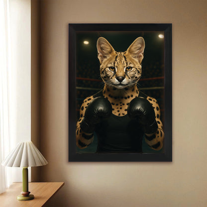 Custom Photo Boxing Cat Canvas Framed Wall Art Gift For Cat Lovers