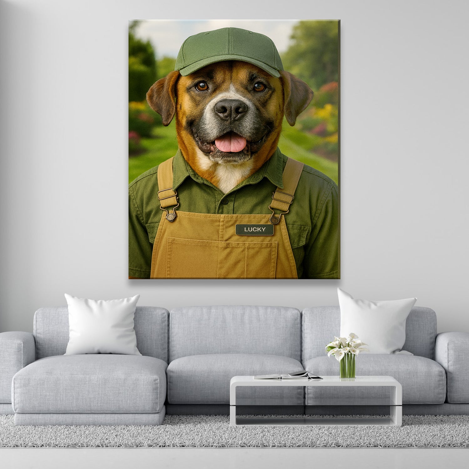 Custom Photo Gardener 2 Dog Canvas Gift For Dog Lovers