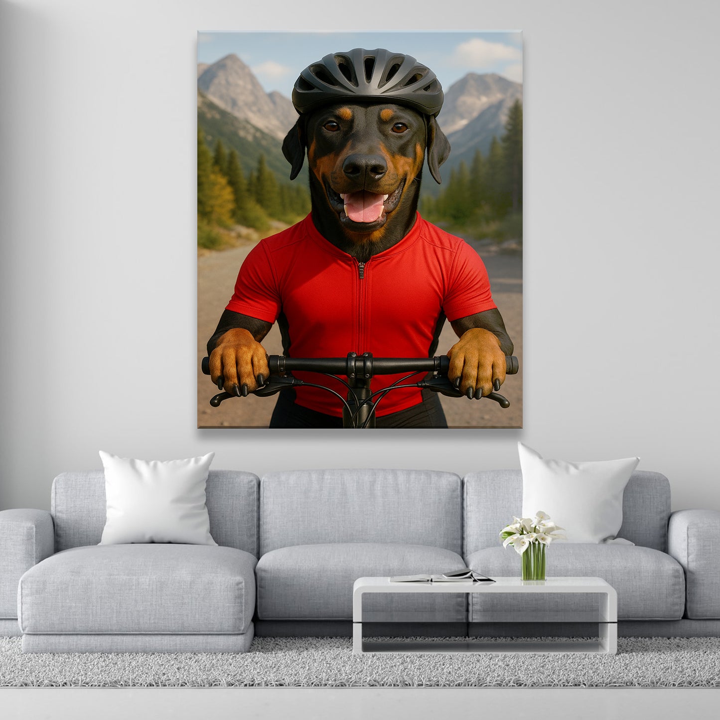 Custom Photo Cyclist Dart Bike Dog Canvas Gift For Dog Lovers