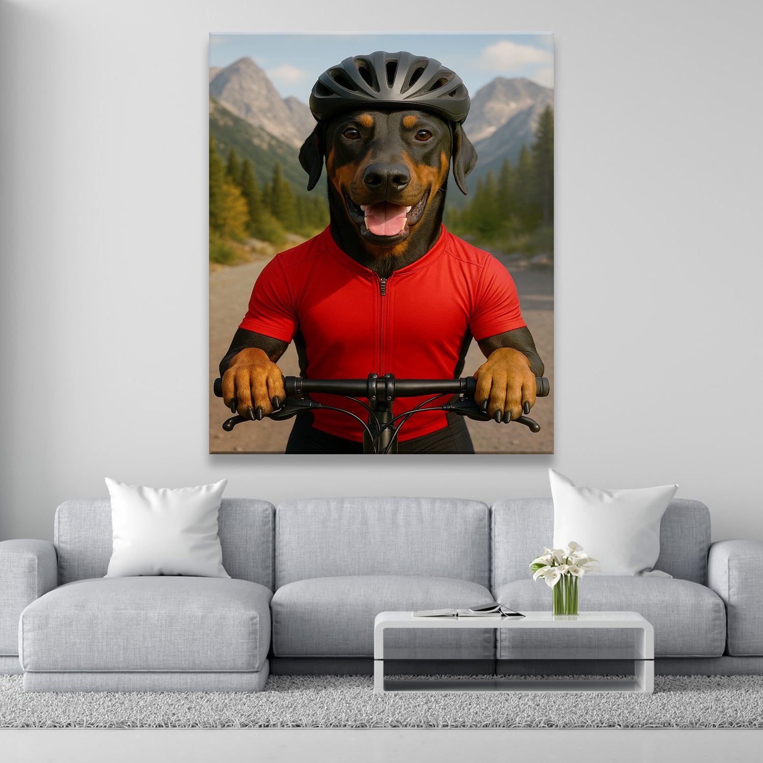 Custom Photo Cyclist Dart Bike Dog Canvas Gift For Dog Lovers