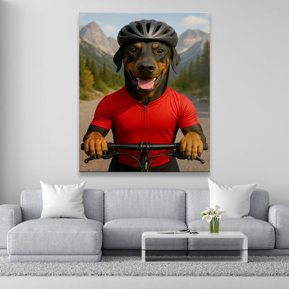 Custom Photo Cyclist Dart Bike Dog Canvas Gift For Dog Lovers