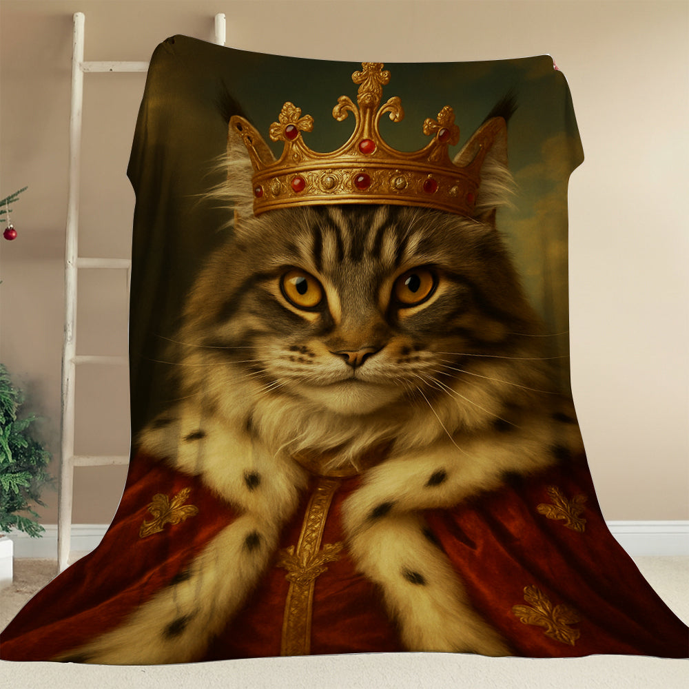 Custom Photo Cat Royal Blanket Pet King Portrait