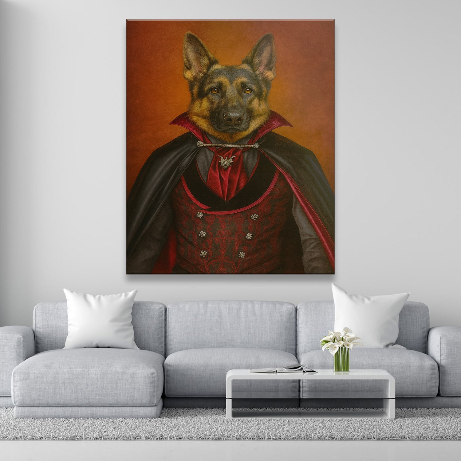 Custom Photo Vampire Dog Canvas Gift For Dog Lovers