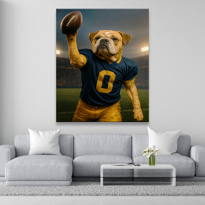 Custom Photo Football Player Canvas Gift For Dog Lovers