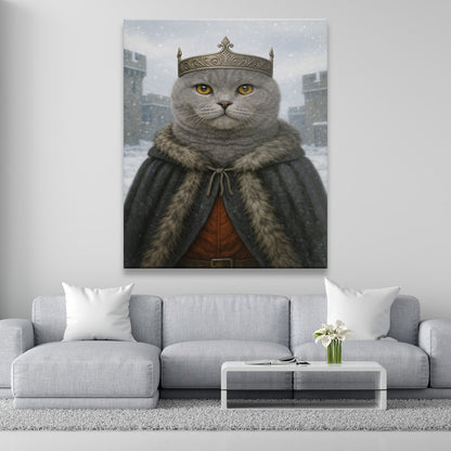 Custom Photo Winter King Royal Cat Canvas Gift For Cat Lovers