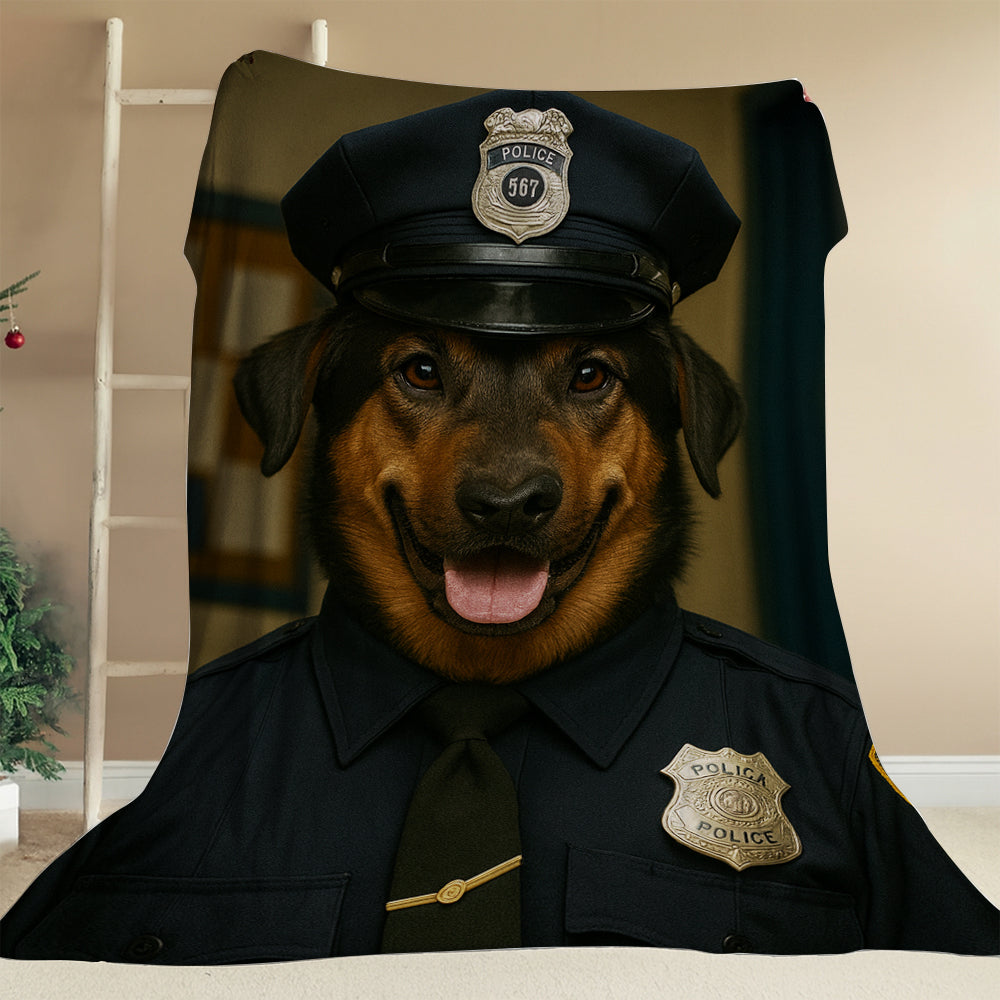Custom Photo Police Dog BlanketGift For Dog Lovers