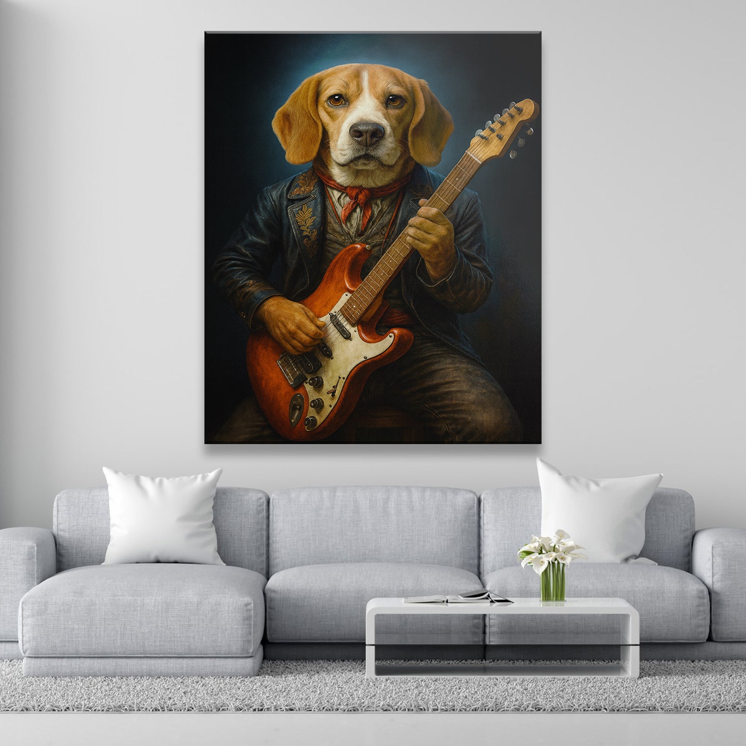 Custom Photo Dog Rock n Roll Canvas Gift For Dog Lovers