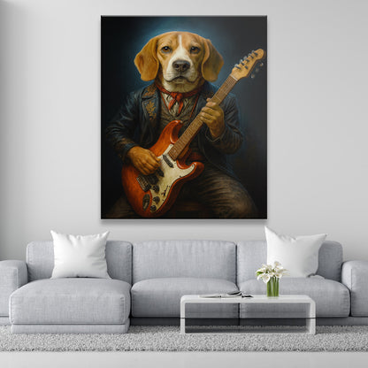 Custom Photo Dog Rock n Roll Canvas Gift For Dog Lovers
