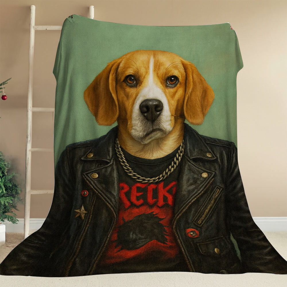 Custom Photo Rock n Roll Dog Blanket_ Gift For Dog Lovers