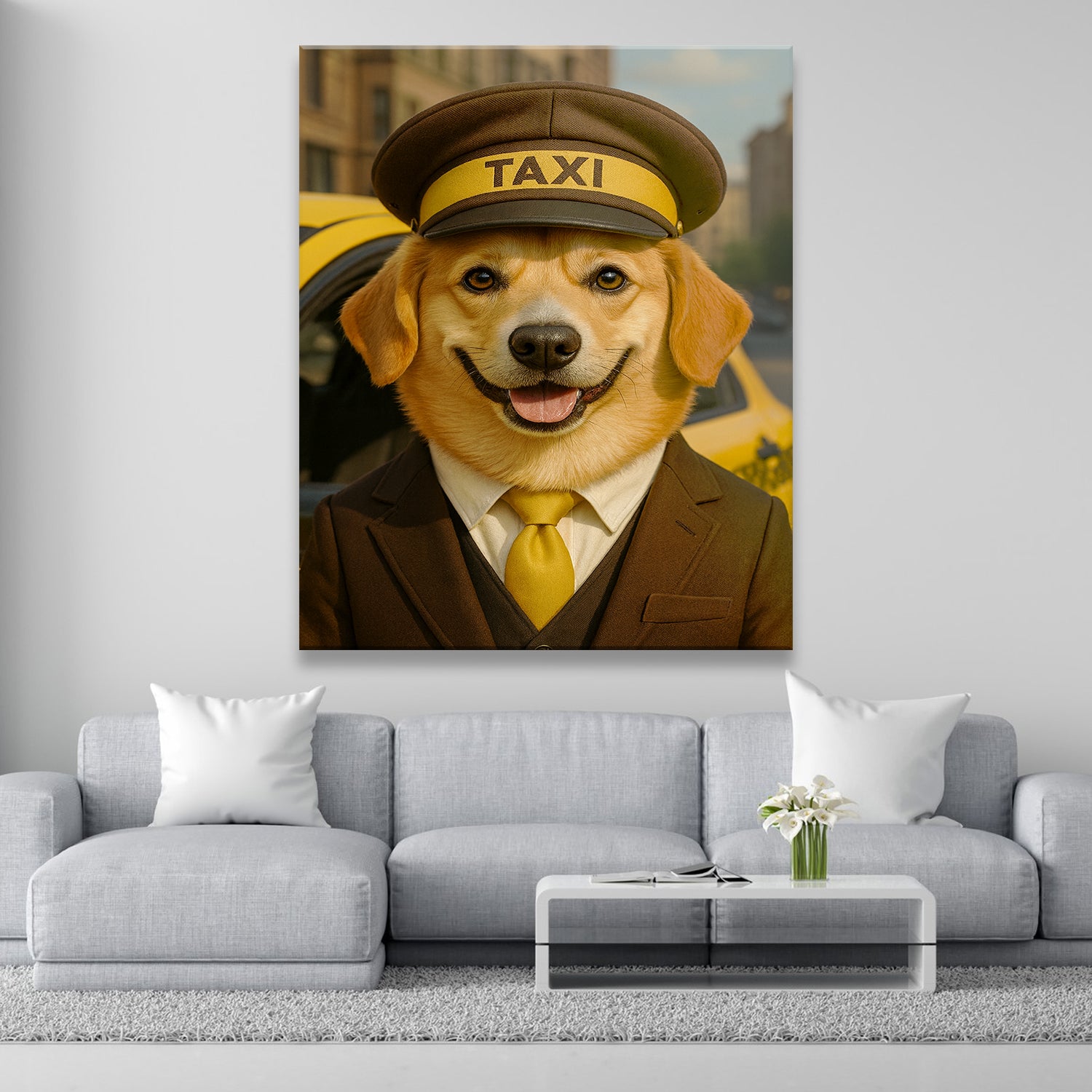 Custom Photo Taxi Driver Dog Canvas Gift For Dog Lovers