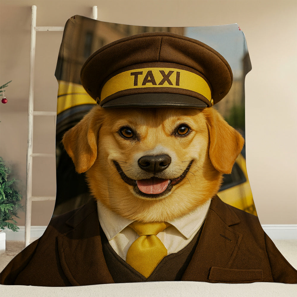 Custom Photo Taxi Driver Dog BlanketGift For Dog Lovers