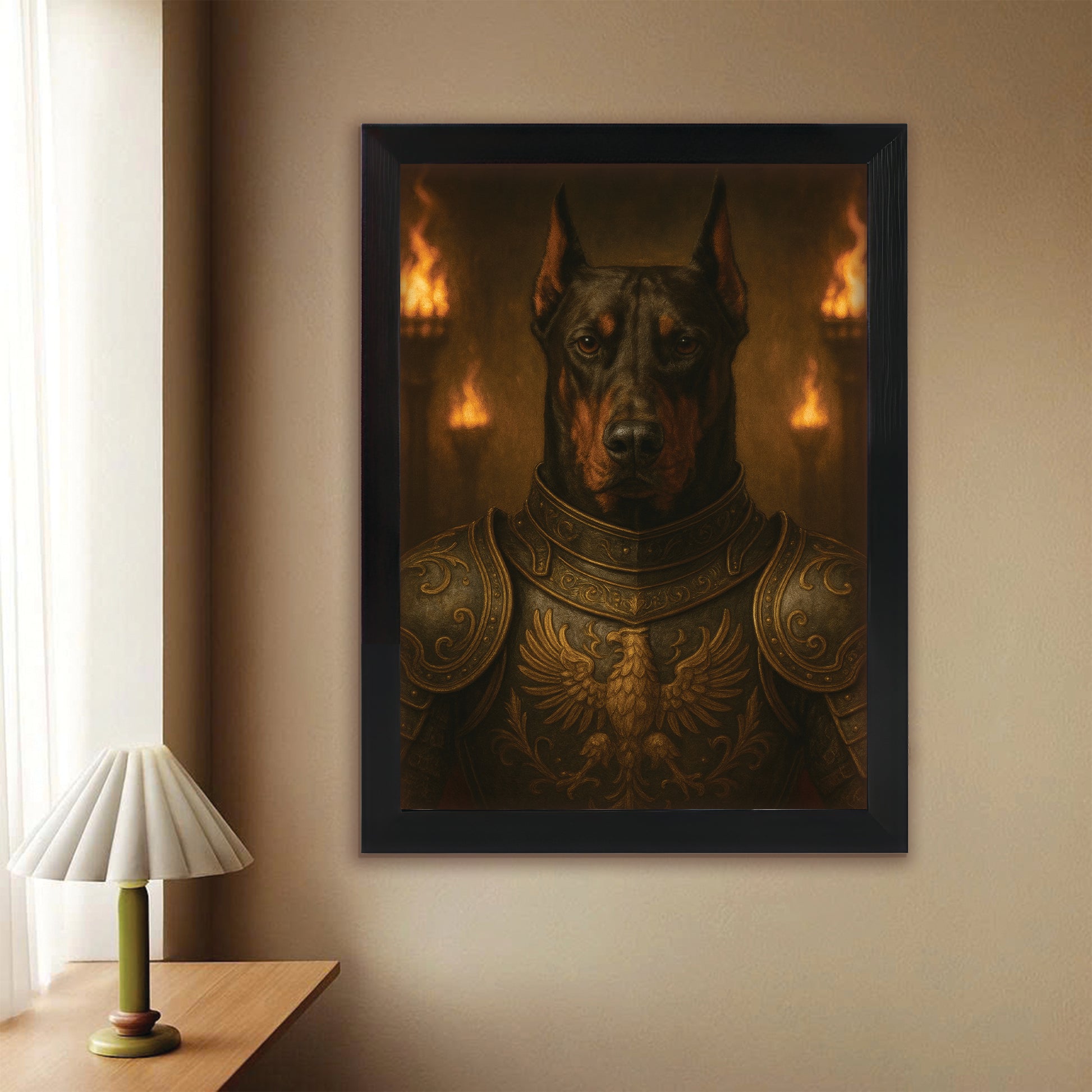 Custom Photo Dog Knight Royal Canvas Framed Wall Art Gift For Dog Lovers