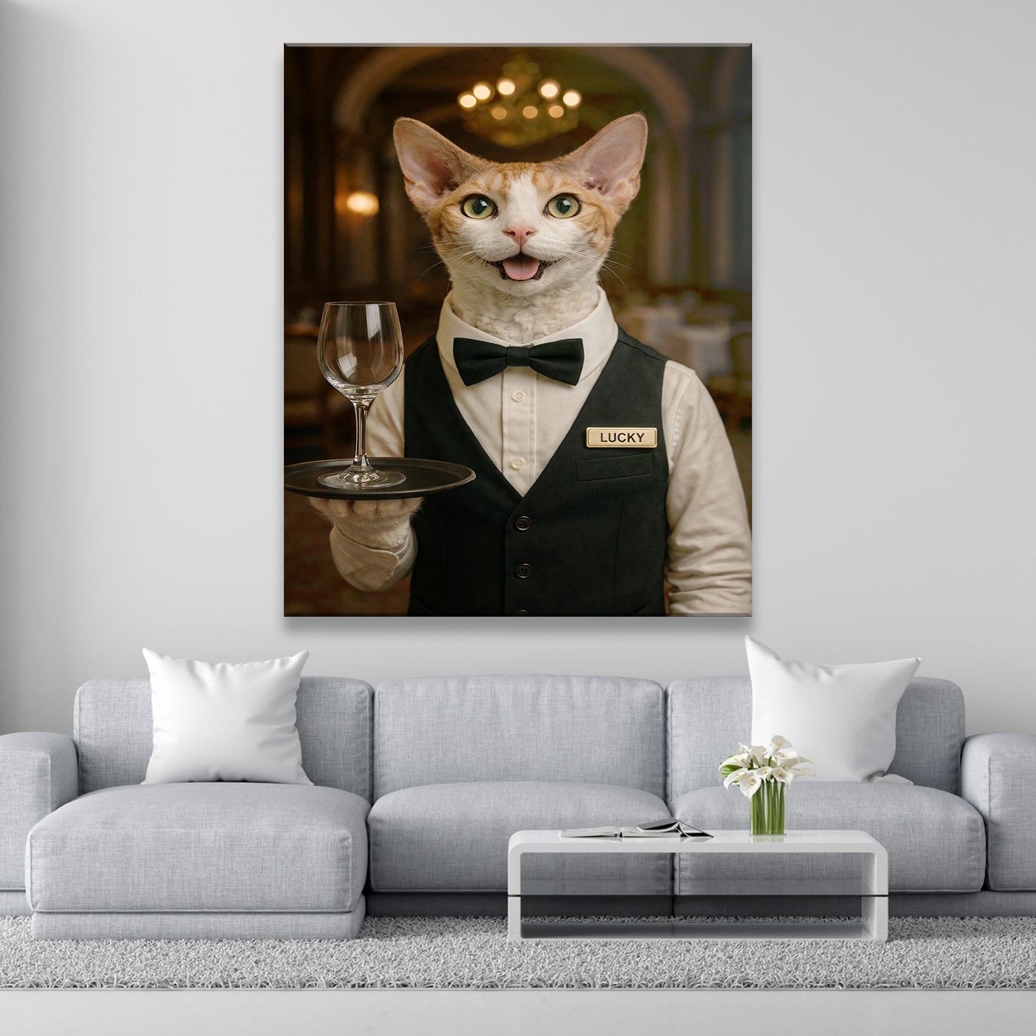 Custom Photo Canvas Waiter Restaurant Canvas Gift For Canvas Lovers