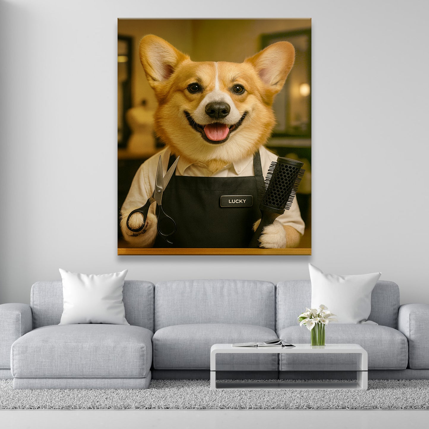 Custom Photo Hair Stylist Dog Canvas Gift For Dog Lovers