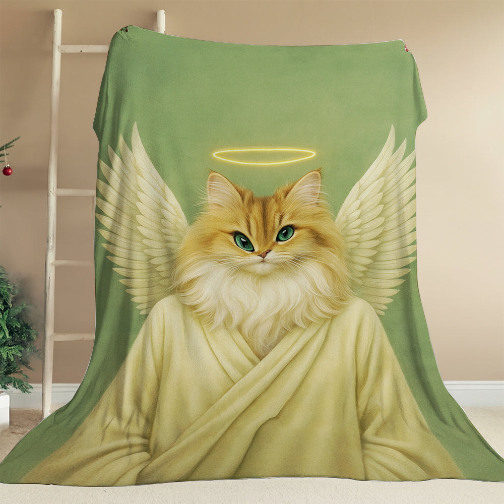Custom Photo Angel Cat  Blanket Memorial Gift For Cat Lover