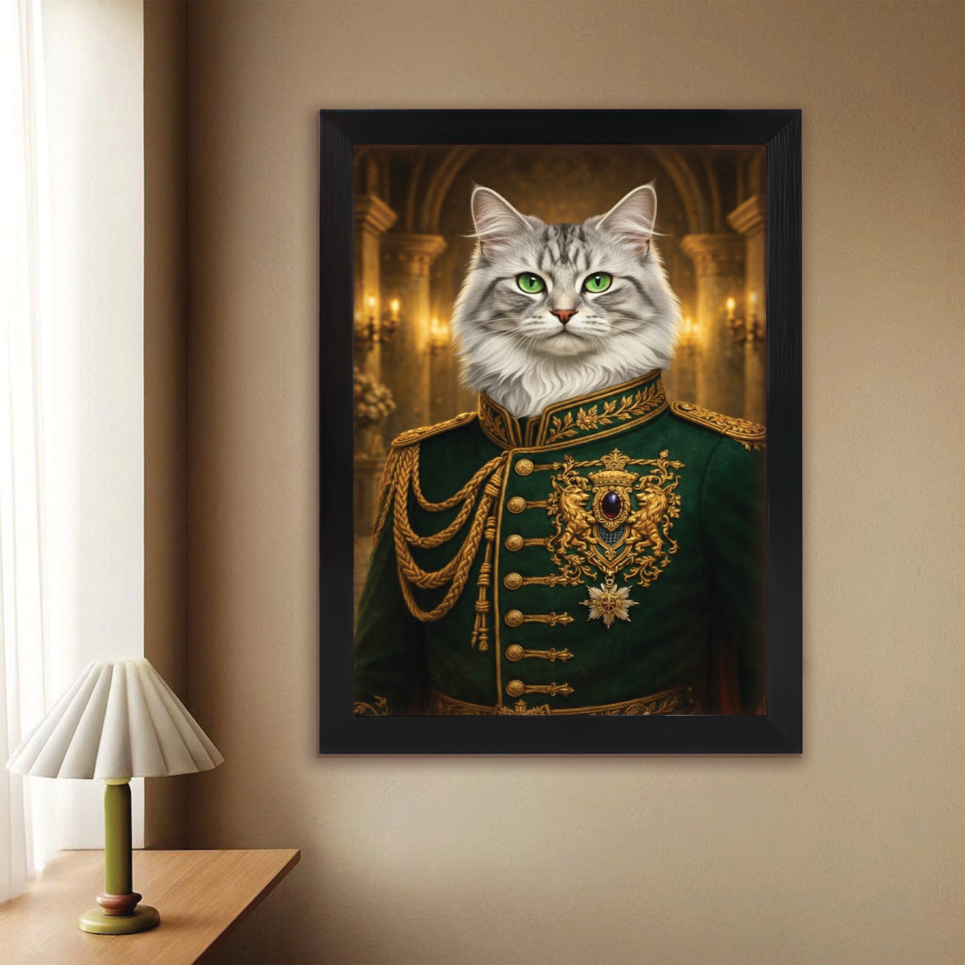 Custom Photo Cat Royal Style 11 Canvas Framed Wall Art Gift For Cat Lovers