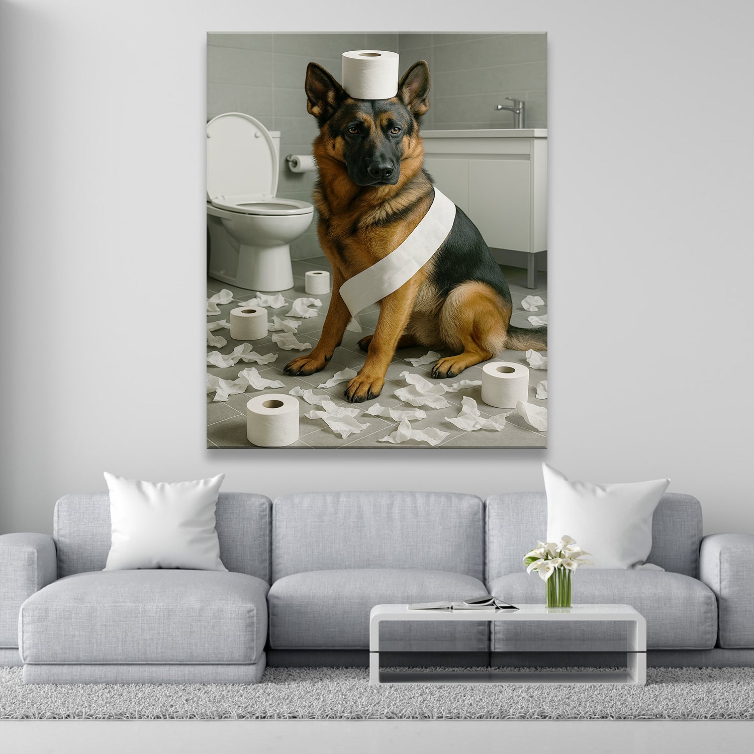 Custom Photo Dog Bathroom Style 19 Canvas Gift For Dog Lovers