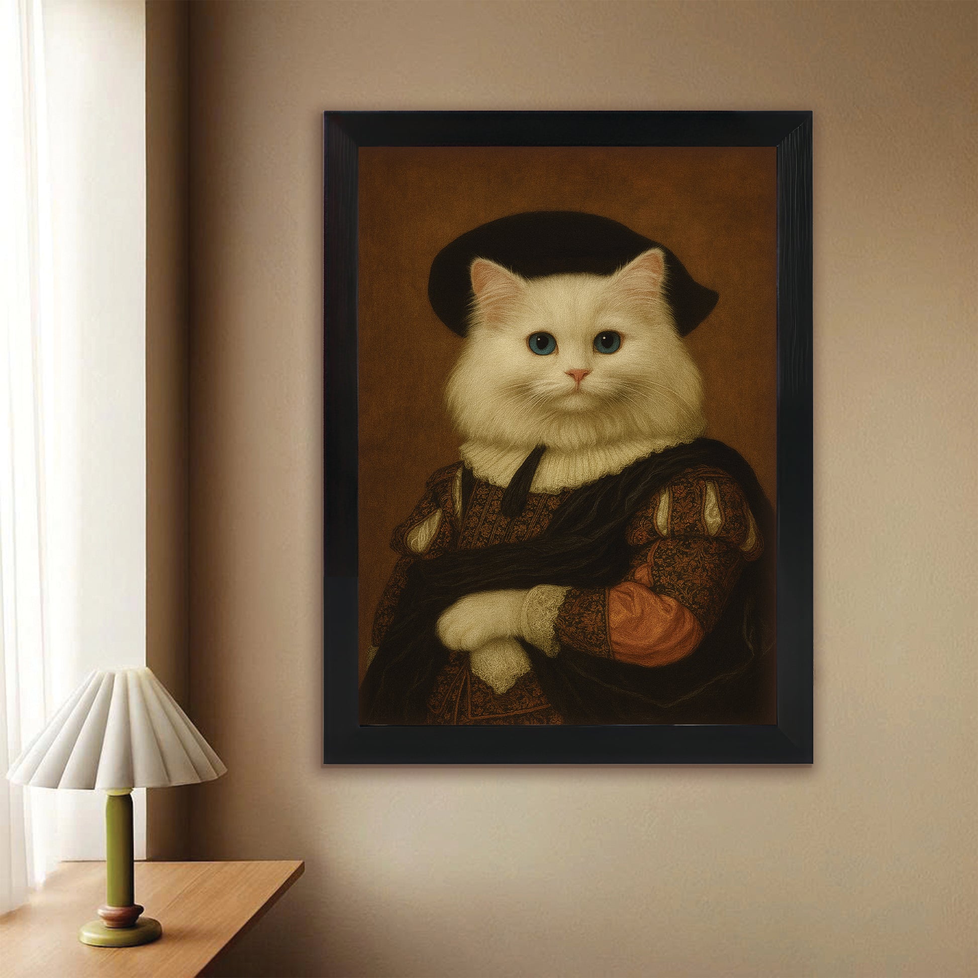 Custom Photo Royal Cat Canvas Framed Wall Art Cat Lover Gifts