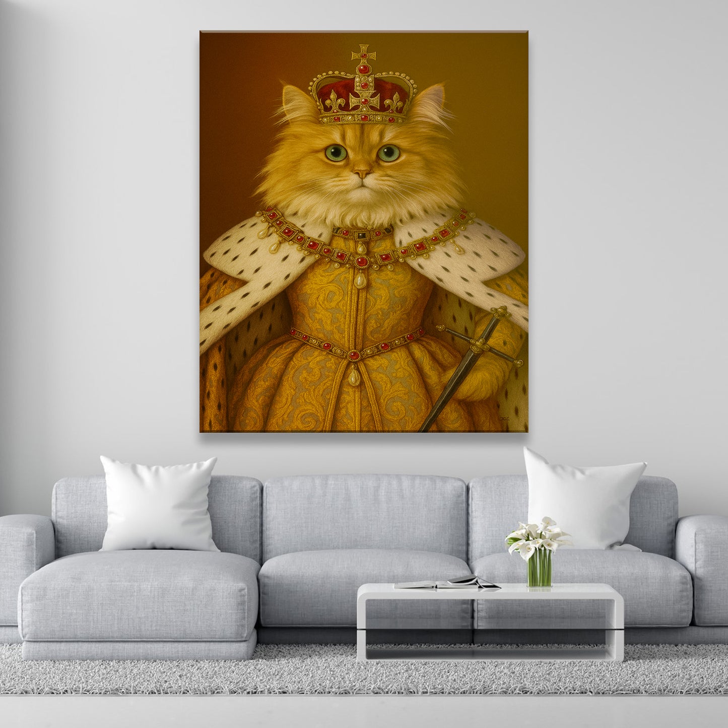 Custom Photo Crowned Queen Cat Canvas Gift For Cat Lovers