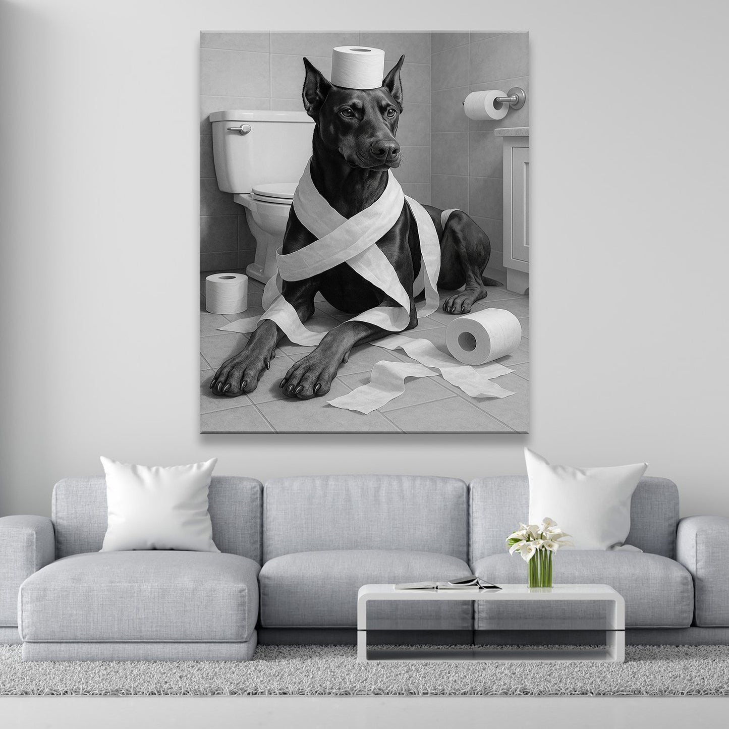 Custom Photo Dog Bathroom Style 16 Canvas Gift For Dog Lovers