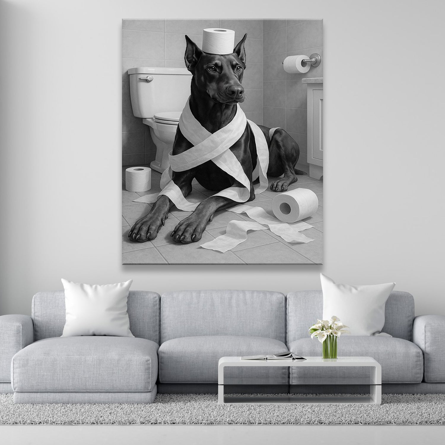 Custom Photo Dog Bathroom Style 16 Canvas Gift For Dog Lovers