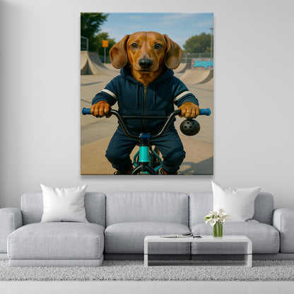Custom Photo Bmx Bike Dog Canvas Gift For Dog Lovers