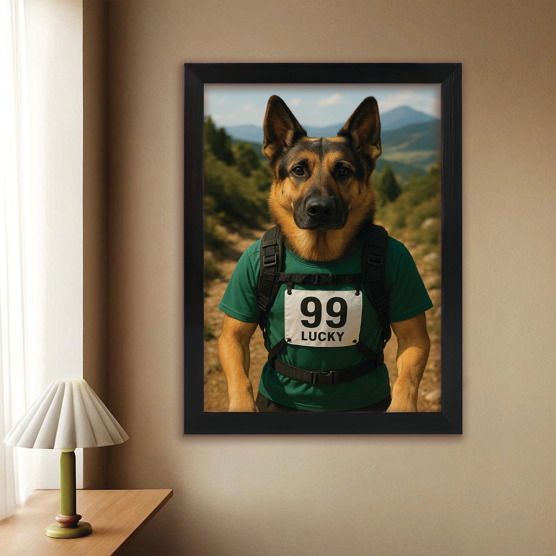 Custom Photo Trail Runner Dog Canvas Framed Wall Art Gift For Dog Lovers