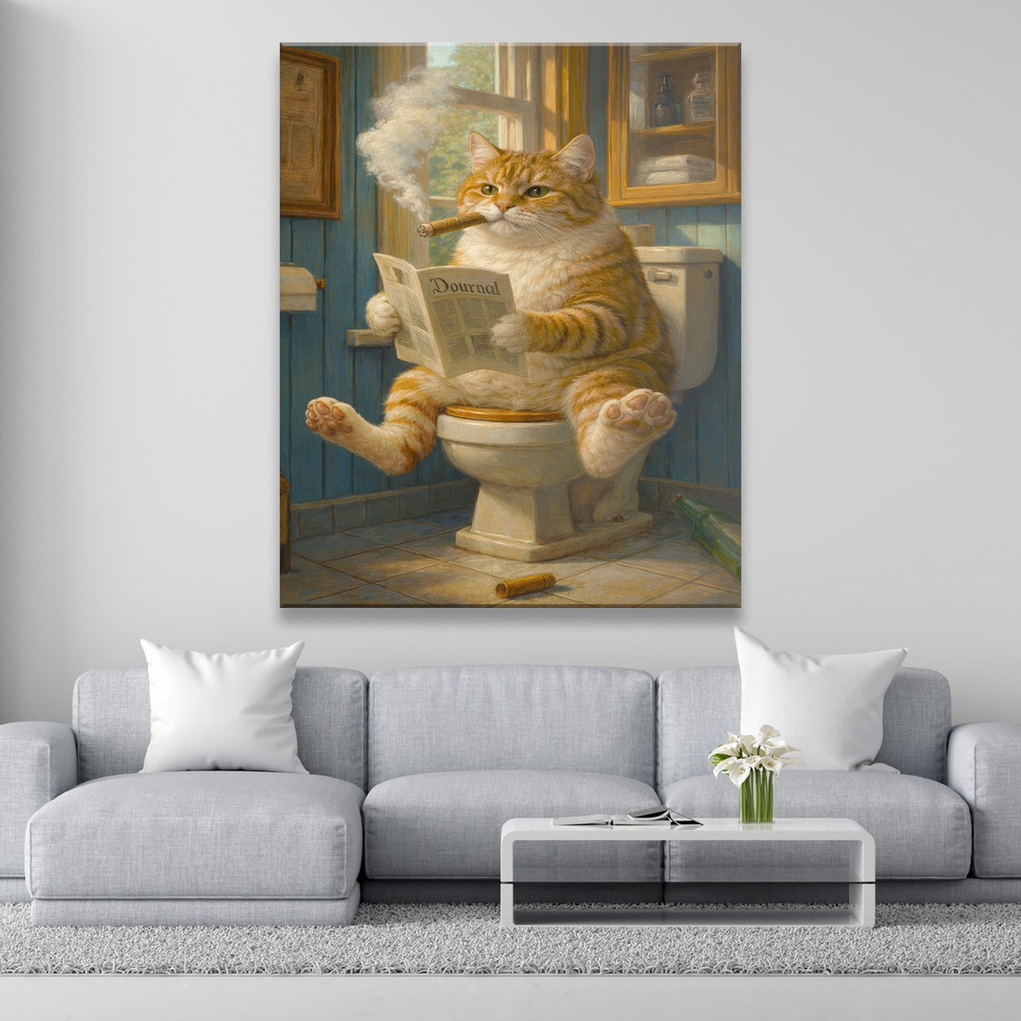 Custom Photo Cat Bathroom Style 12 Canvas Gift For Cat Lovers