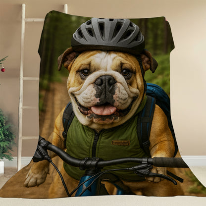 Custom Photo Mountain Biker Dog BlanketGift For Dog Lovers