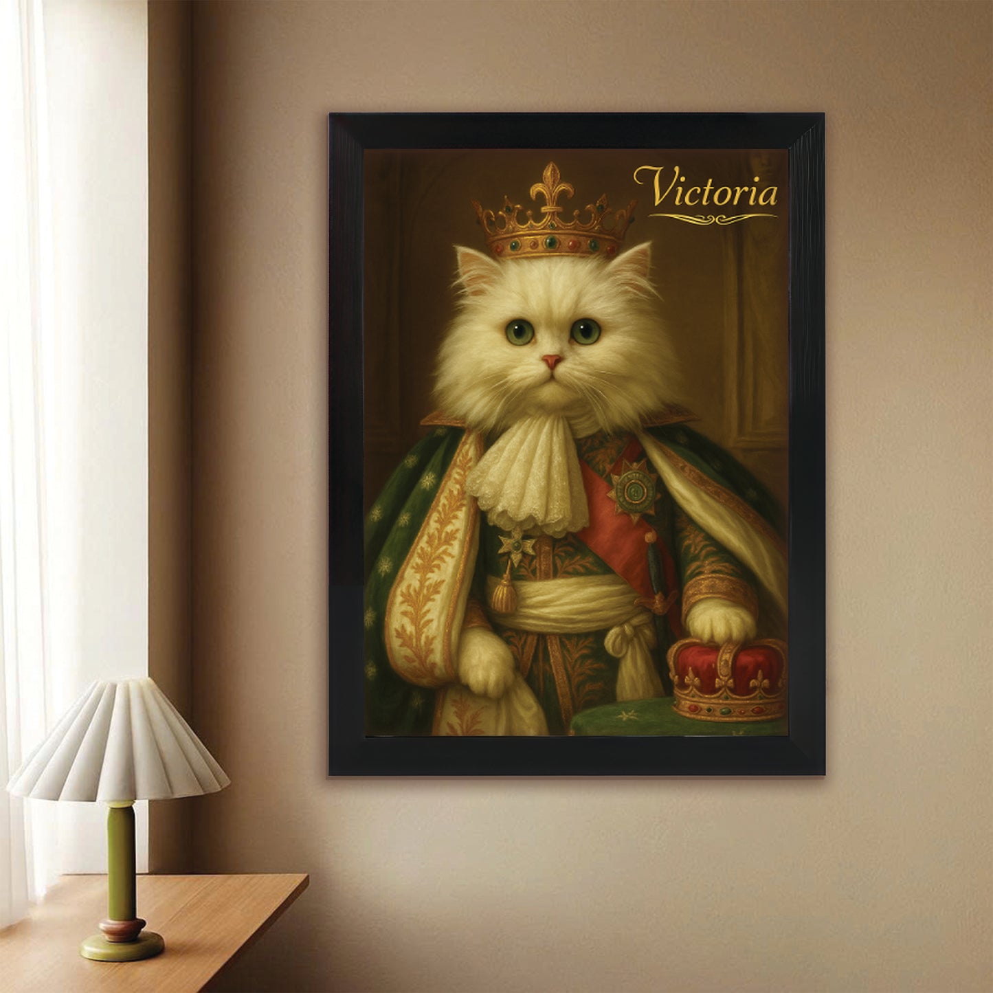 Custom Photo Napoleon Cat Canvas Framed Wall Art Gift For Cat Lovers
