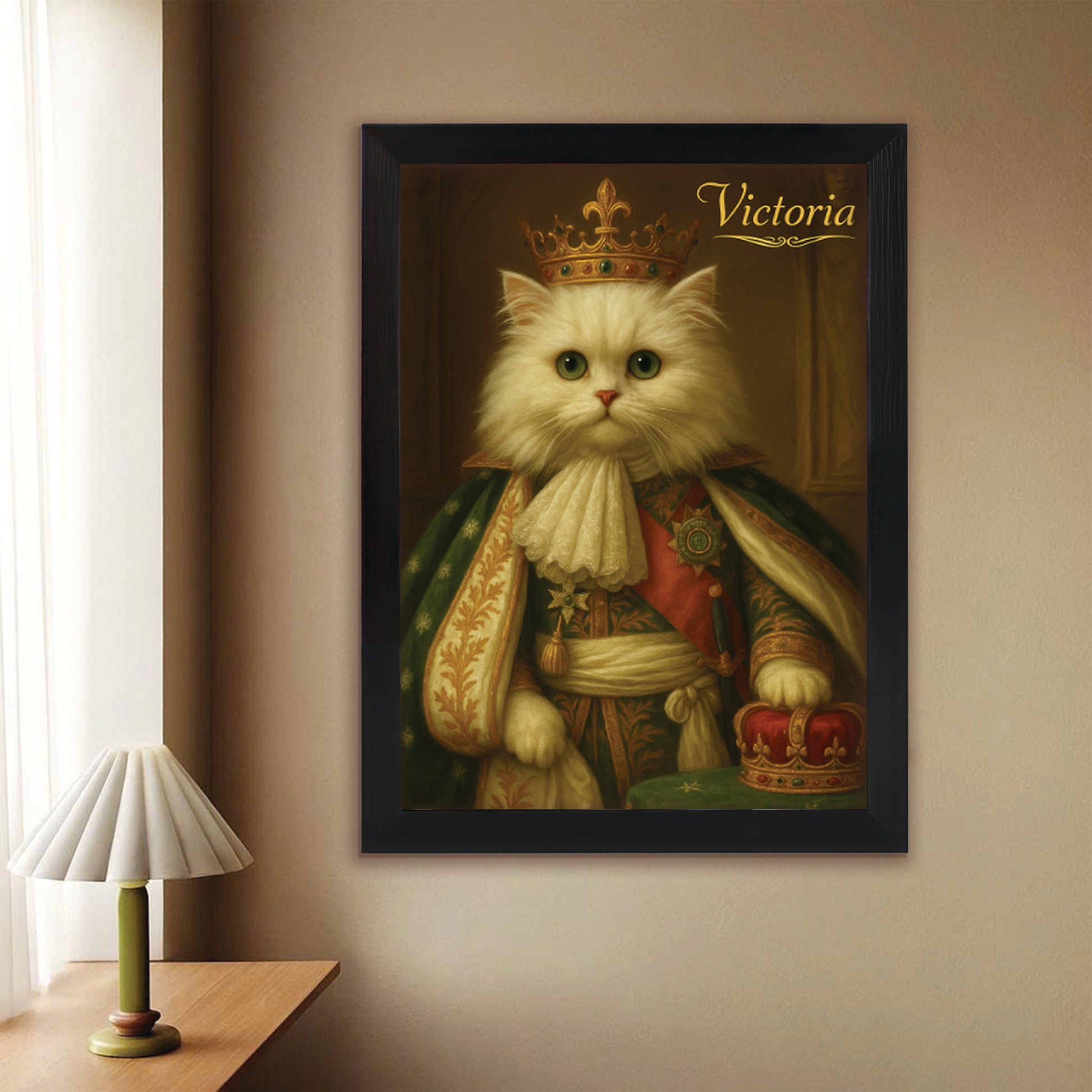 Custom Photo Napoleon Cat Canvas Framed Wall Art Gift For Cat Lovers