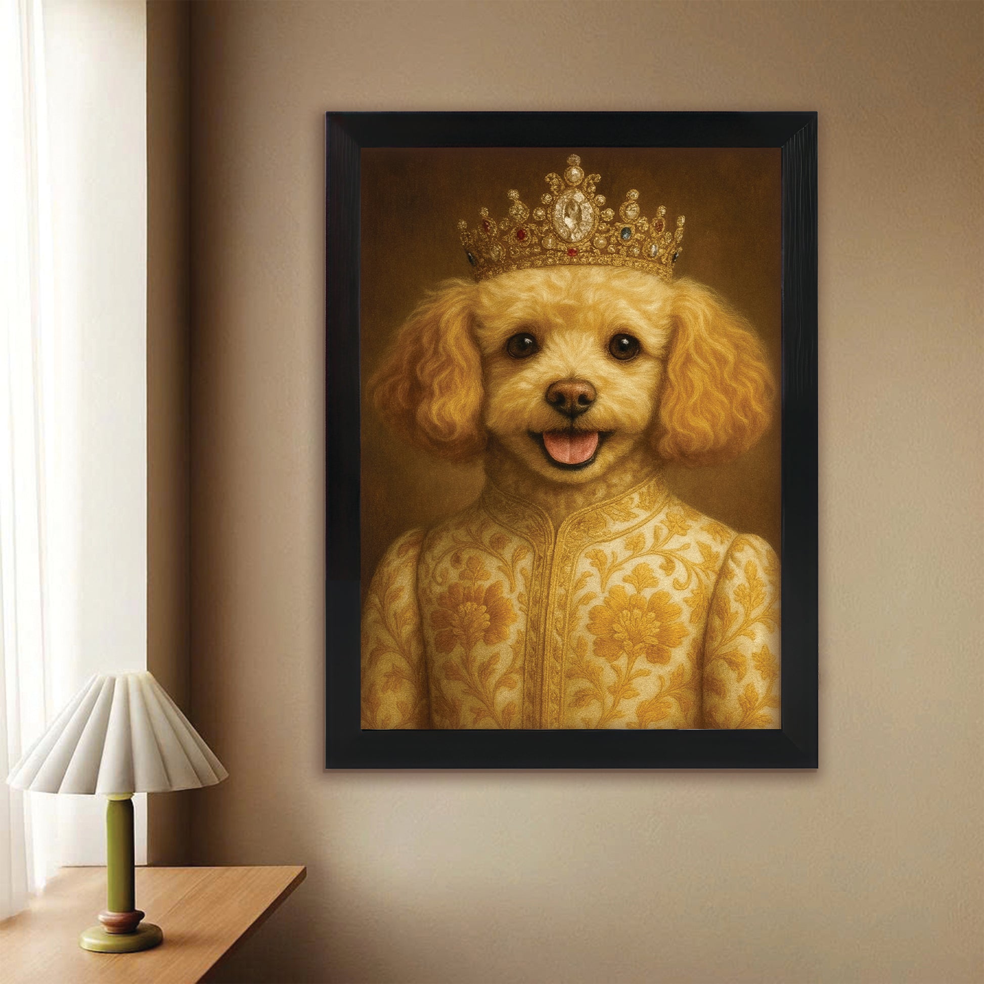 Custom Photo Dog Royal Style 09 Canvas Framed Wall Art Gift For Dog Lovers