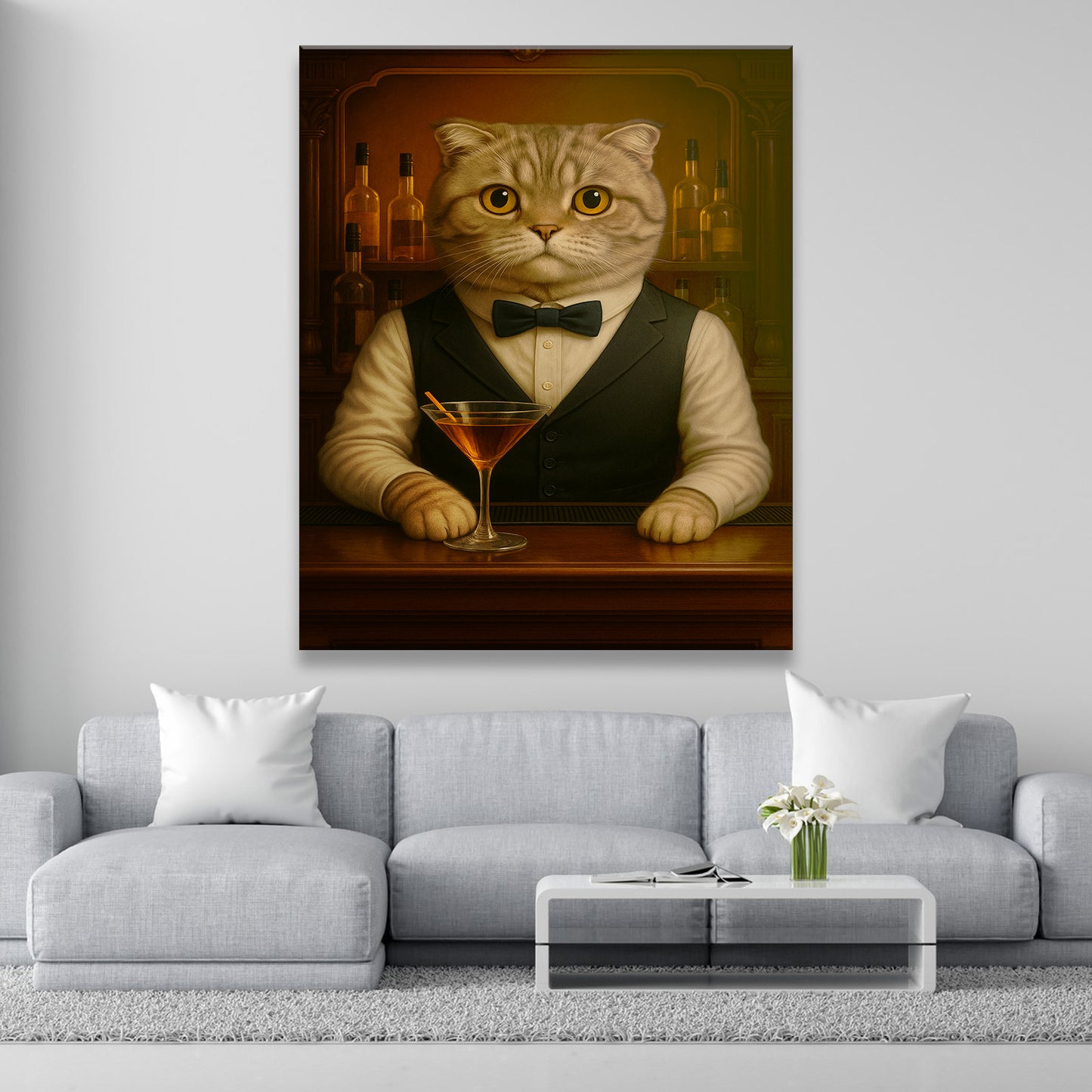 Personalized Cat Portrait Bartender Canvas