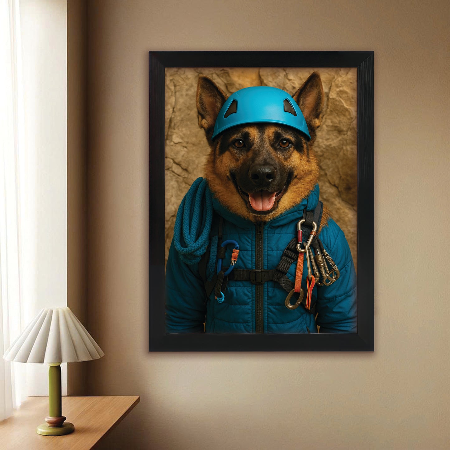 Custom Photo Climber Dog Canvas Framed Wall Art Gift For Dog Lovers